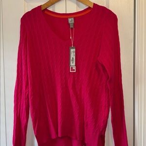 Bright Pink V-Neck Sweater